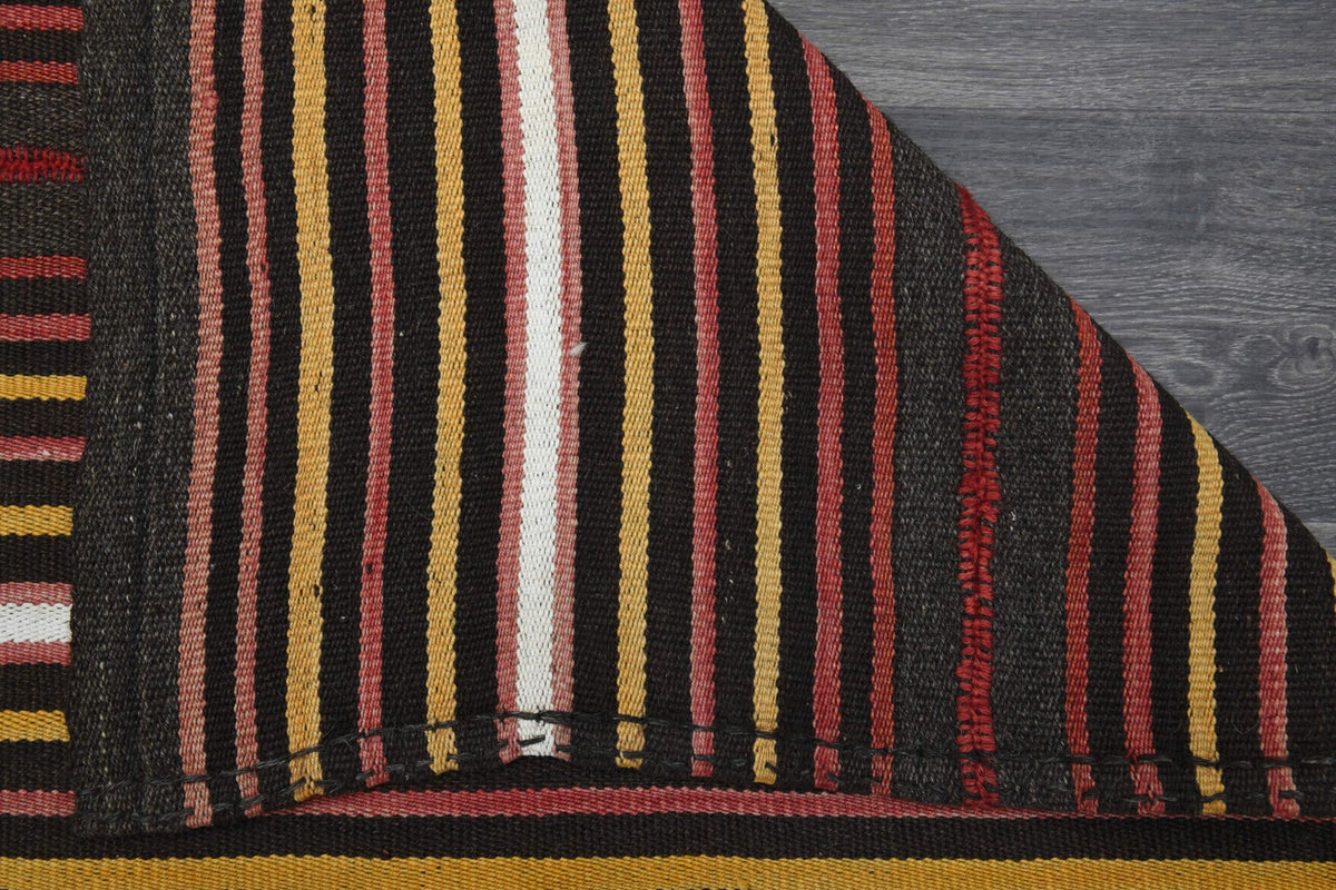Wide & Long Striped Kilim Runner Rug