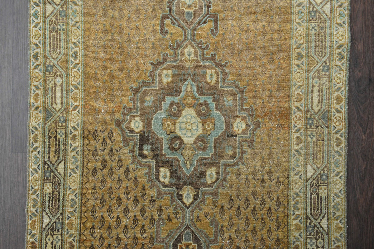 El yapımı vintage yolluk 102x356 cm oryantal desenli yün - açık alan görünümü
