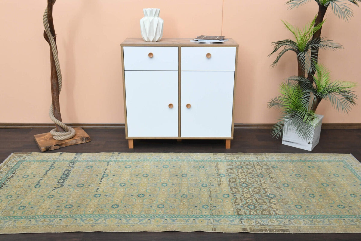 El yapımı vintage yolluk 107x292 cm oryantal desenli yün - desen detayı