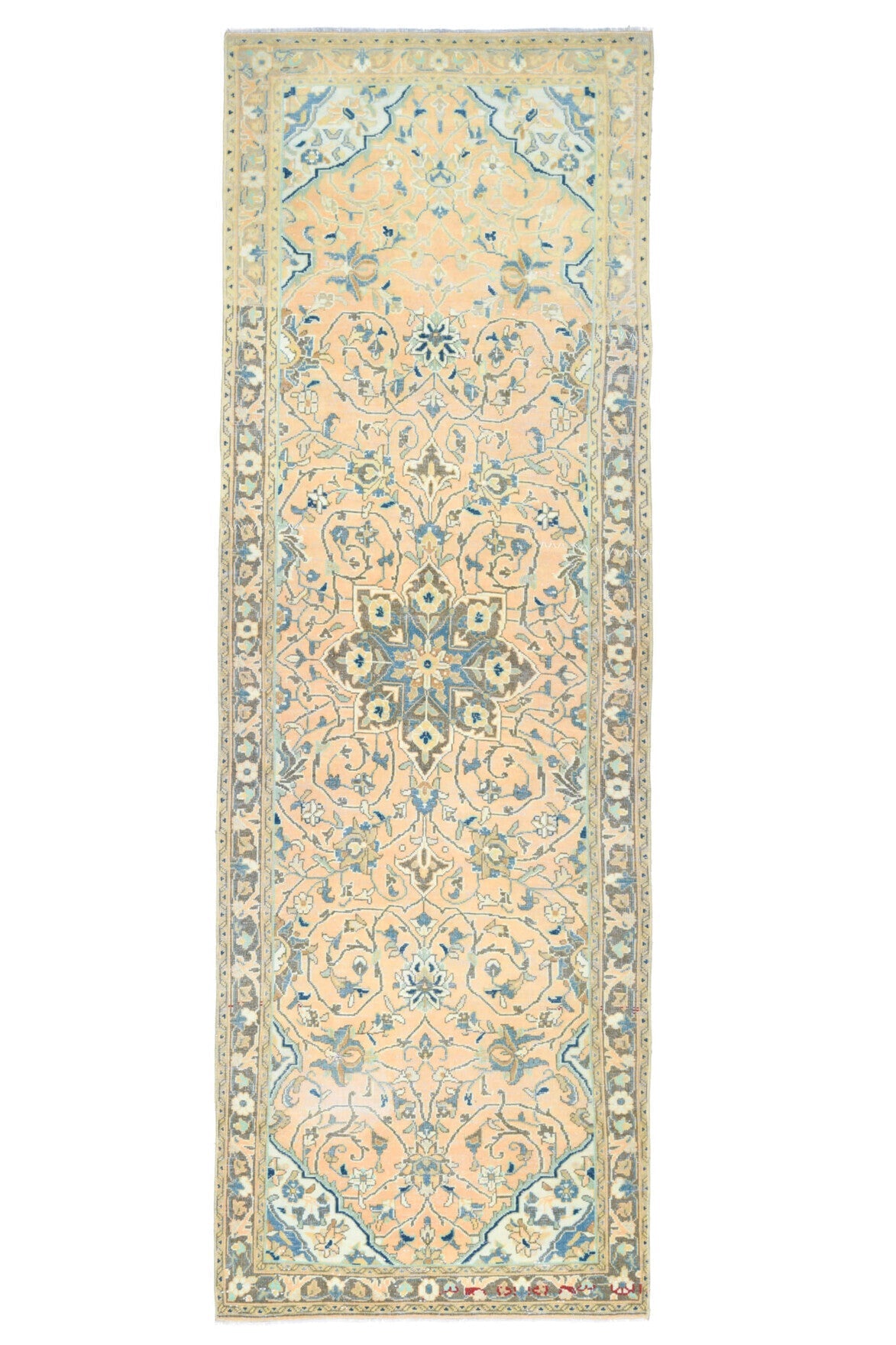 El yapımı vintage yolluk 104x310 cm oryantal desenli yün - detay görünümü