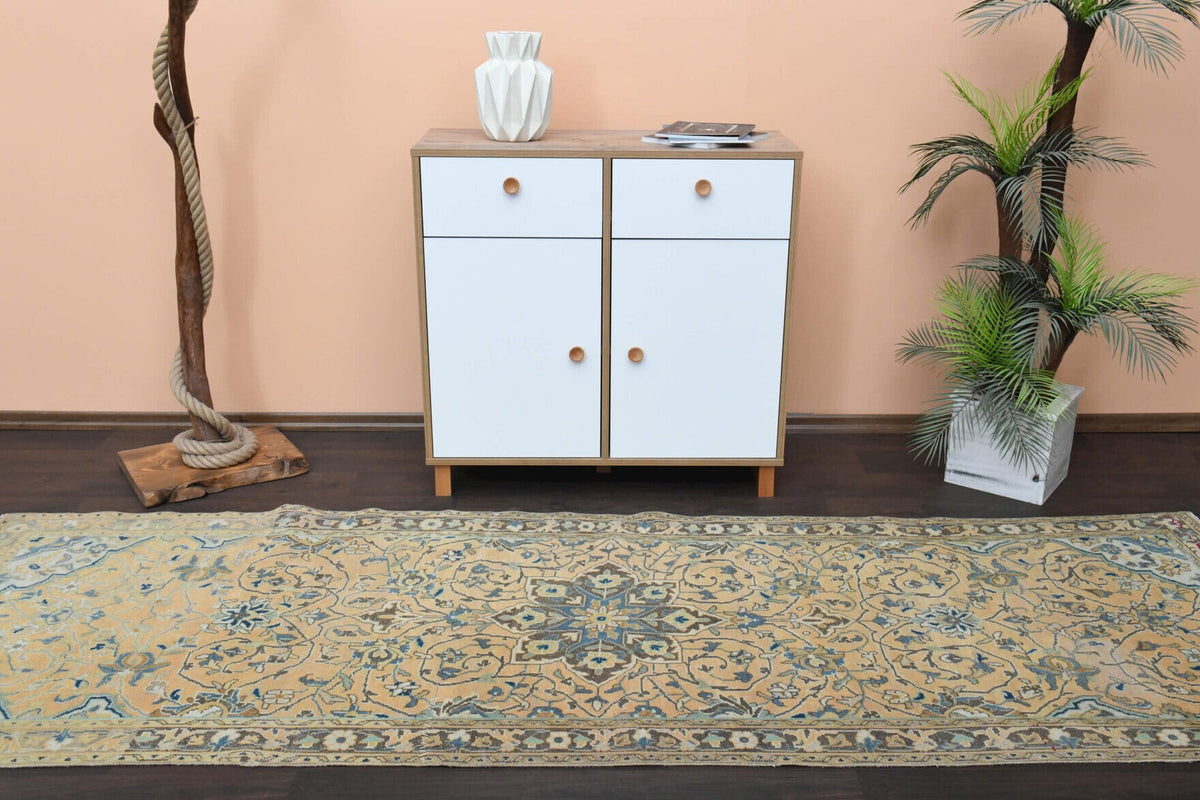 El yapımı vintage yolluk 104x310 cm oryantal desenli yün - mekan görünümü