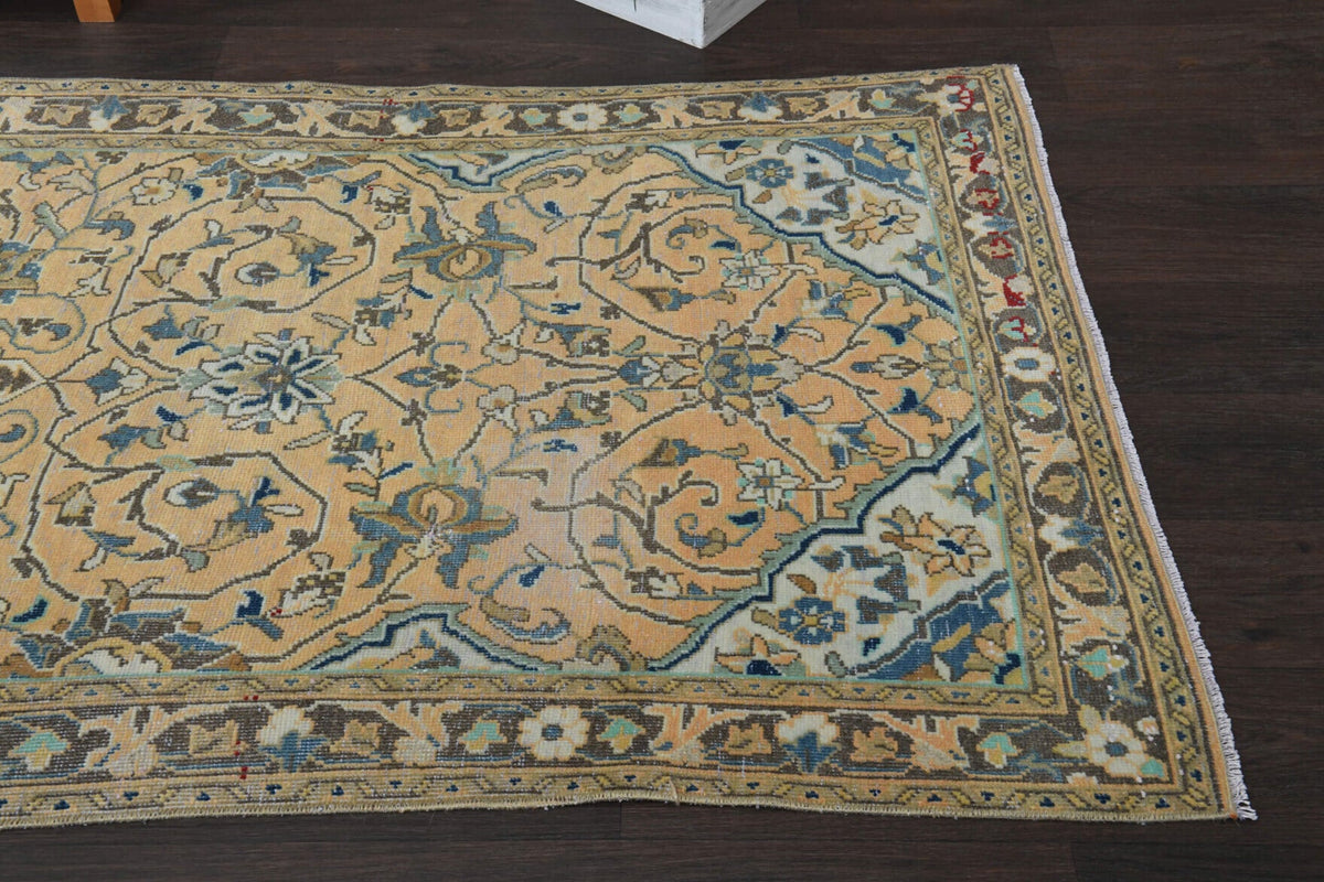 El yapımı vintage yolluk 104x310 cm oryantal desenli yün - üstten görünüm