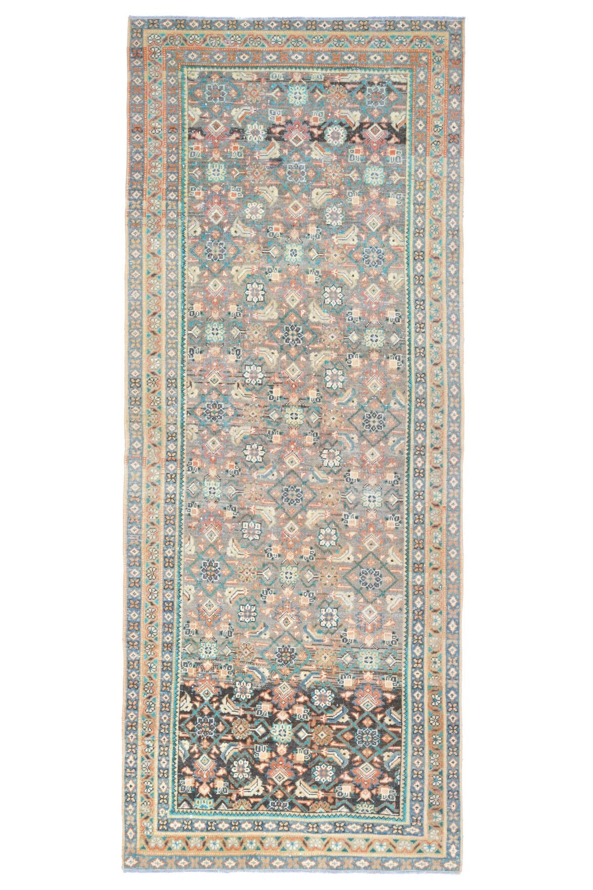 El yapımı vintage yolluk 119x302 cm oryantal desenli yün - detay görünümü