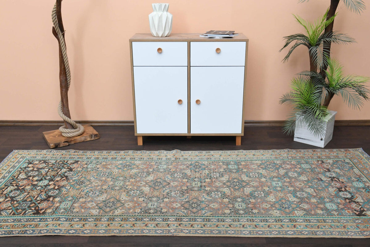 El yapımı vintage yolluk 119x302 cm oryantal desenli yün - mekan görünümü