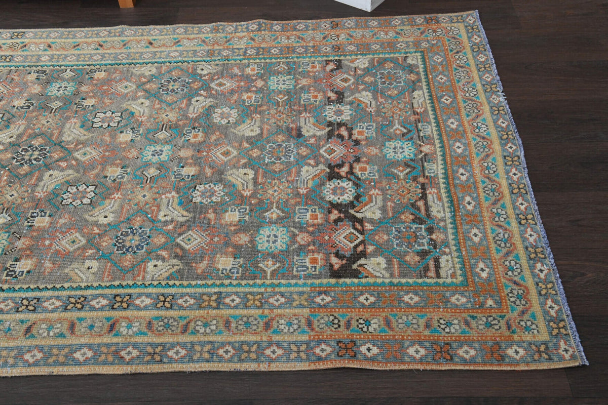 El yapımı vintage yolluk 119x302 cm oryantal desenli yün - üstten görünüm