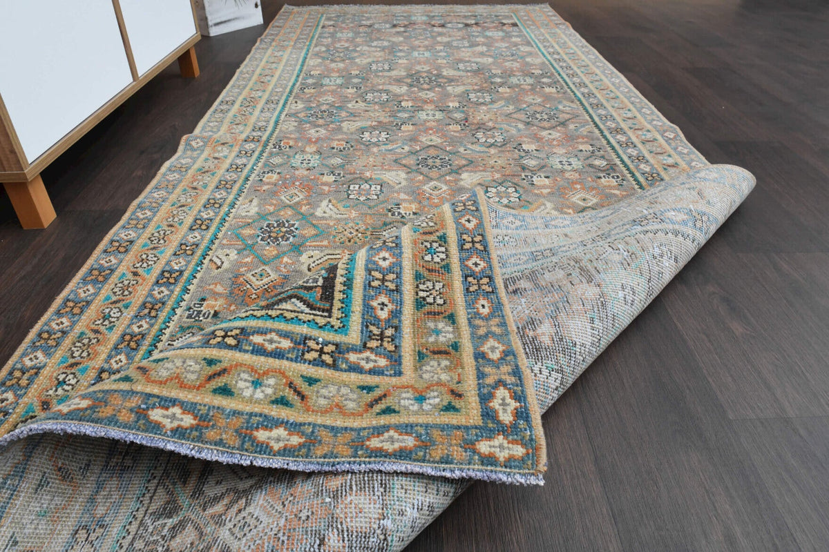 El yapımı vintage yolluk 119x302 cm oryantal desenli yün