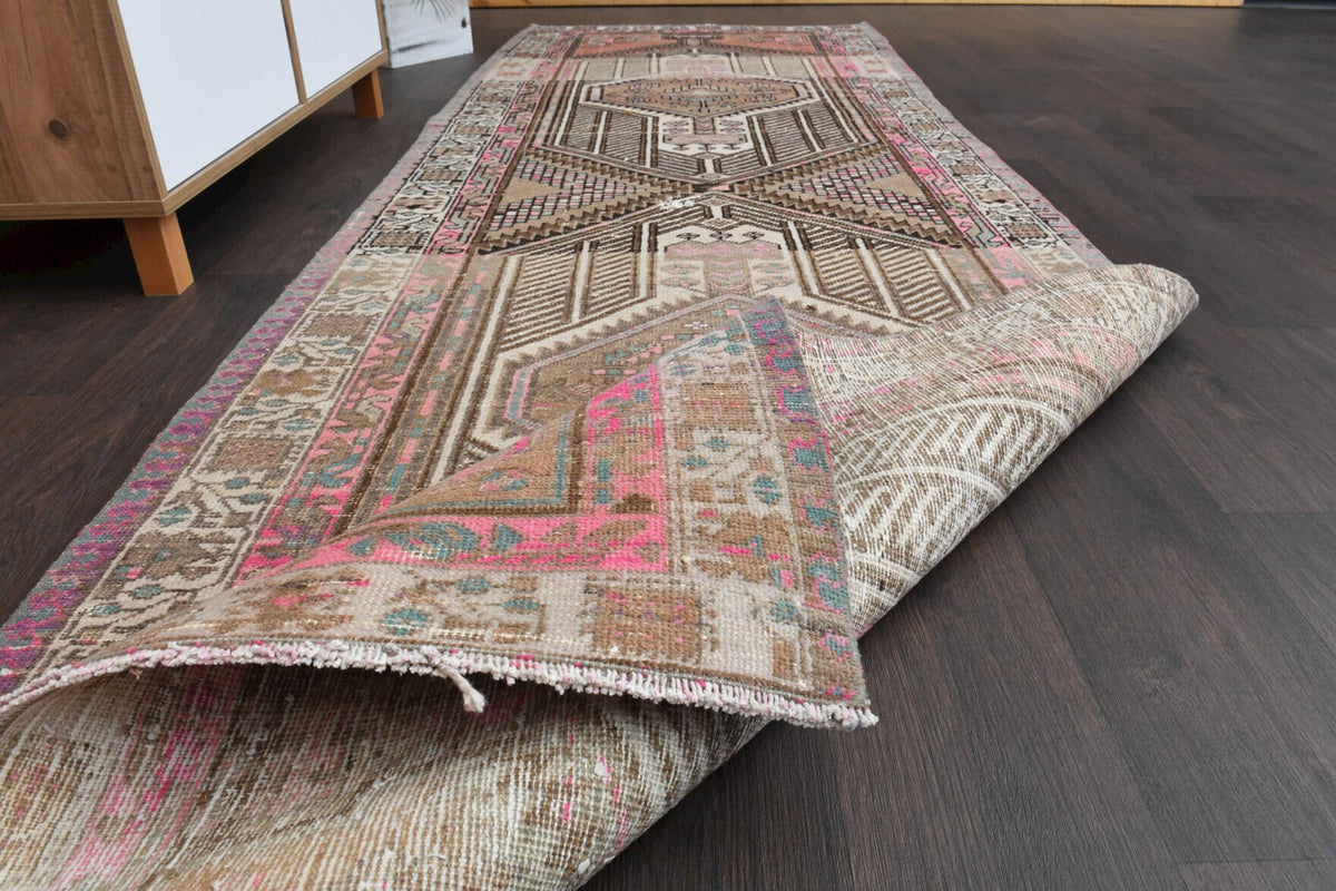 El yapımı vintage yolluk 102x315 cm oryantal desenli yün