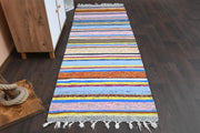 1960'lardan Anadolu kökenli oryantal desenli vintage kilim yolluk, 89x266 cm
