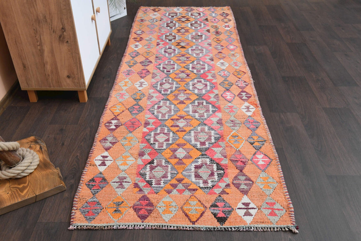 El yapımı vintage yolluk 97x284 cm oryantal desenli yün - detay görünümü