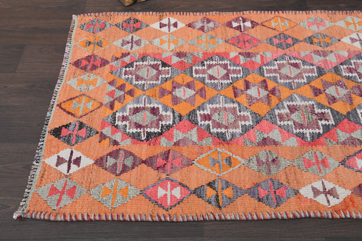 El yapımı vintage yolluk 97x284 cm oryantal desenli yün - desen detayı