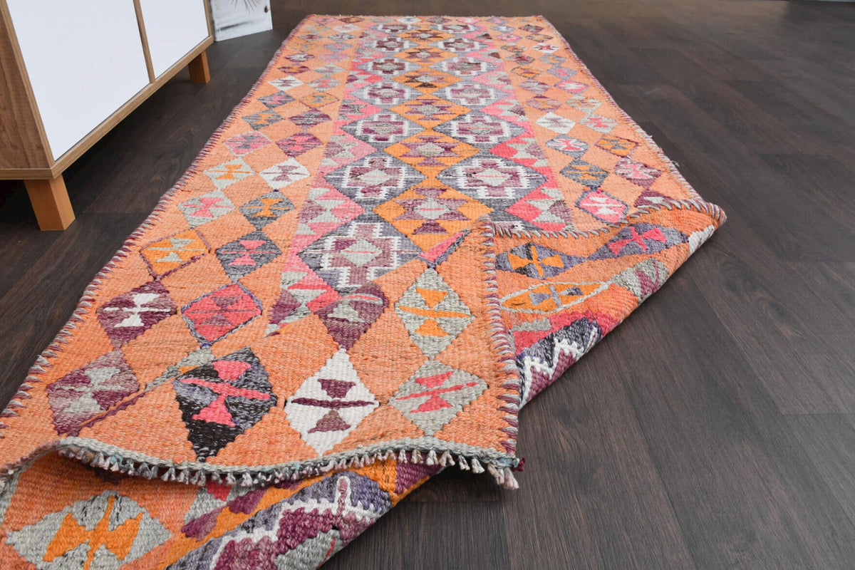El yapımı vintage yolluk 97x284 cm oryantal desenli yün