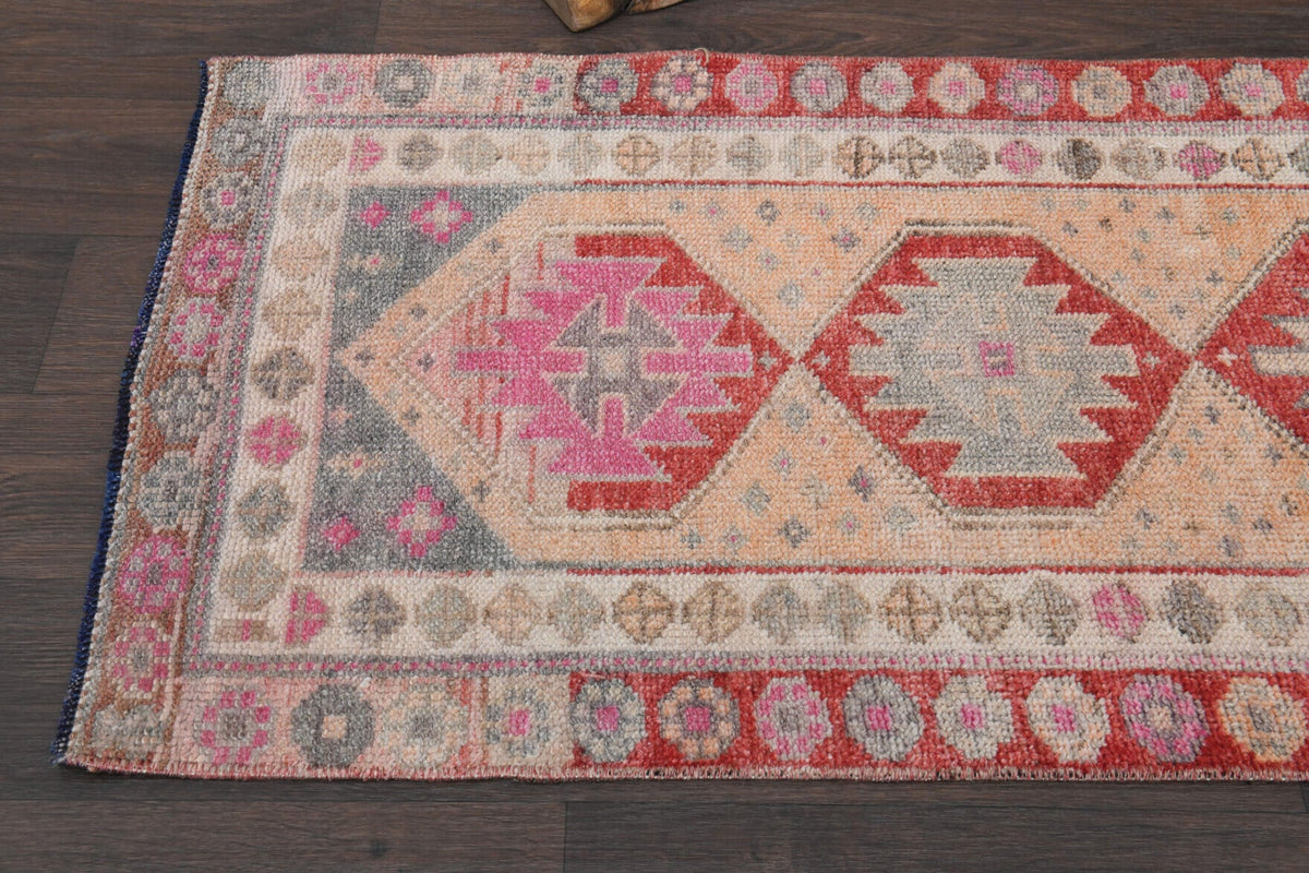 El yapımı vintage yolluk 74x310 cm oryantal desenli yün - desen detayı