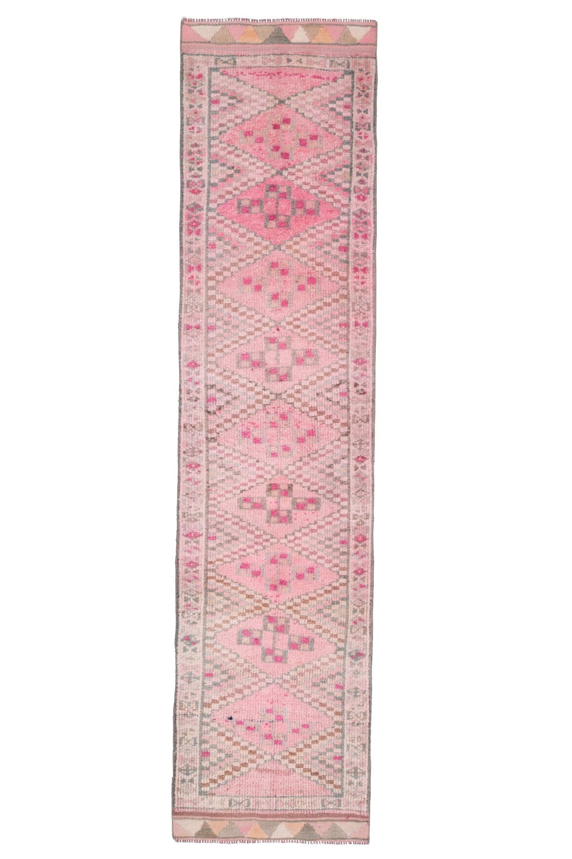 El yapımı vintage yolluk 81x348 cm oryantal desenli yün - detay görünümü