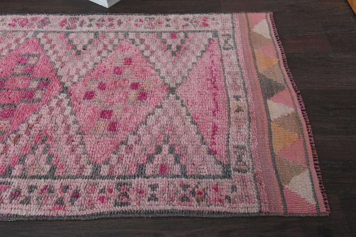 El yapımı vintage yolluk 81x348 cm oryantal desenli yün - üstten görünüm