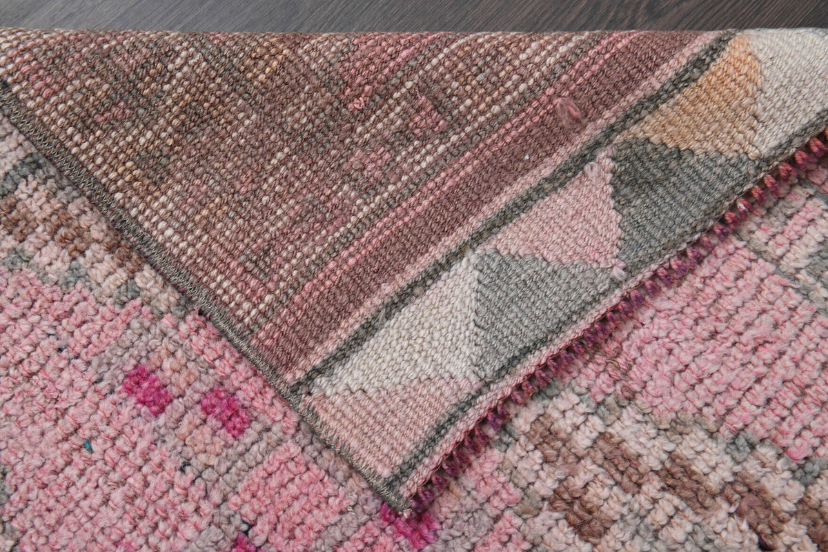 El yapımı vintage yolluk 81x348 cm oryantal desenli yün - ışık altında renk detayı