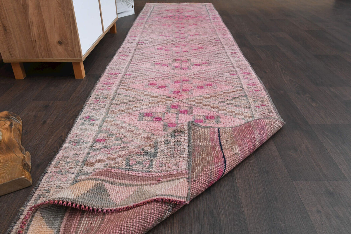 El yapımı vintage yolluk 81x348 cm oryantal desenli yün