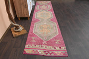 El yapımı vintage yolluk 86x368 cm oryantal desenli yün - detay görünümü