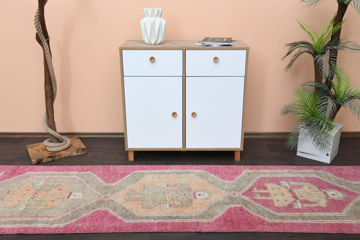 El yapımı vintage yolluk 86x368 cm oryantal desenli yün - mekan görünümü