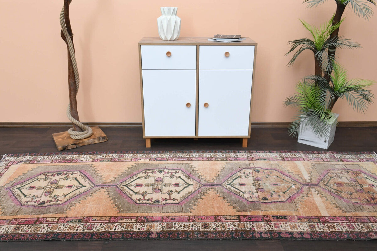 El yapımı vintage yolluk 112x318 cm oryantal desenli yün - mekan görünümü