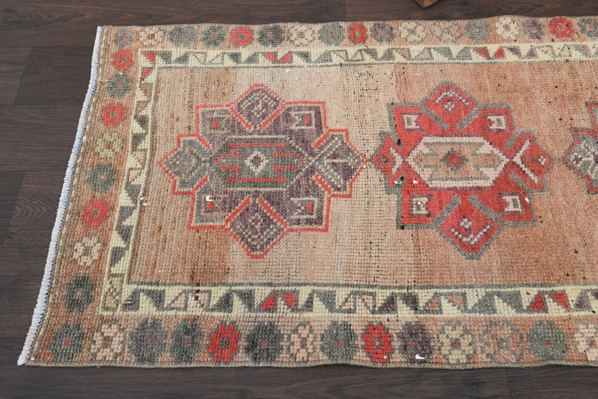 El yapımı vintage yolluk 79x371 cm oryantal desenli yün - desen detayı