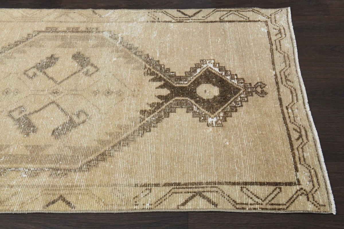 El yapımı vintage yolluk 91x295 cm oryantal desenli yün - üstten görünüm
