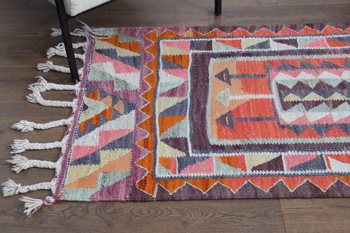 El yapımı vintage yolluk 86x345 cm oryantal desenli yün - mekan görünümü