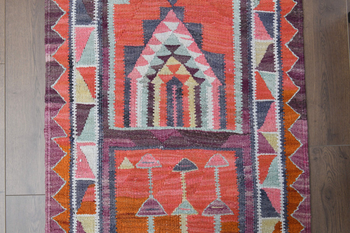 El yapımı vintage yolluk 86x345 cm oryantal desenli yün - açık alan görünümü