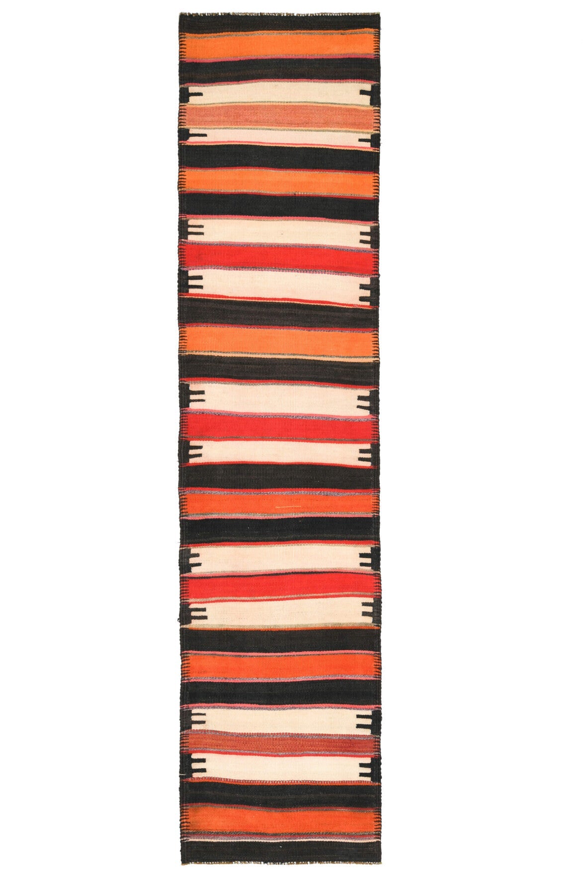 El yapımı vintage yolluk 79x338 cm oryantal desenli yün