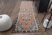 El yapımı vintage yolluk 104x310 cm oryantal desenli yün - detay görünümü