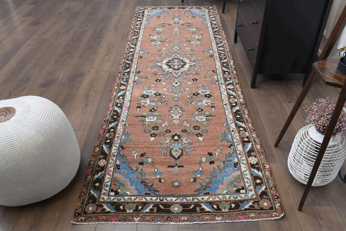 El yapımı vintage yolluk 104x310 cm oryantal desenli yün - detay görünümü