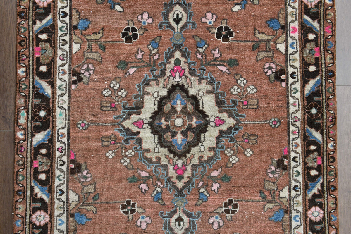 El yapımı vintage yolluk 104x310 cm oryantal desenli yün - farklı açıdan görünüm