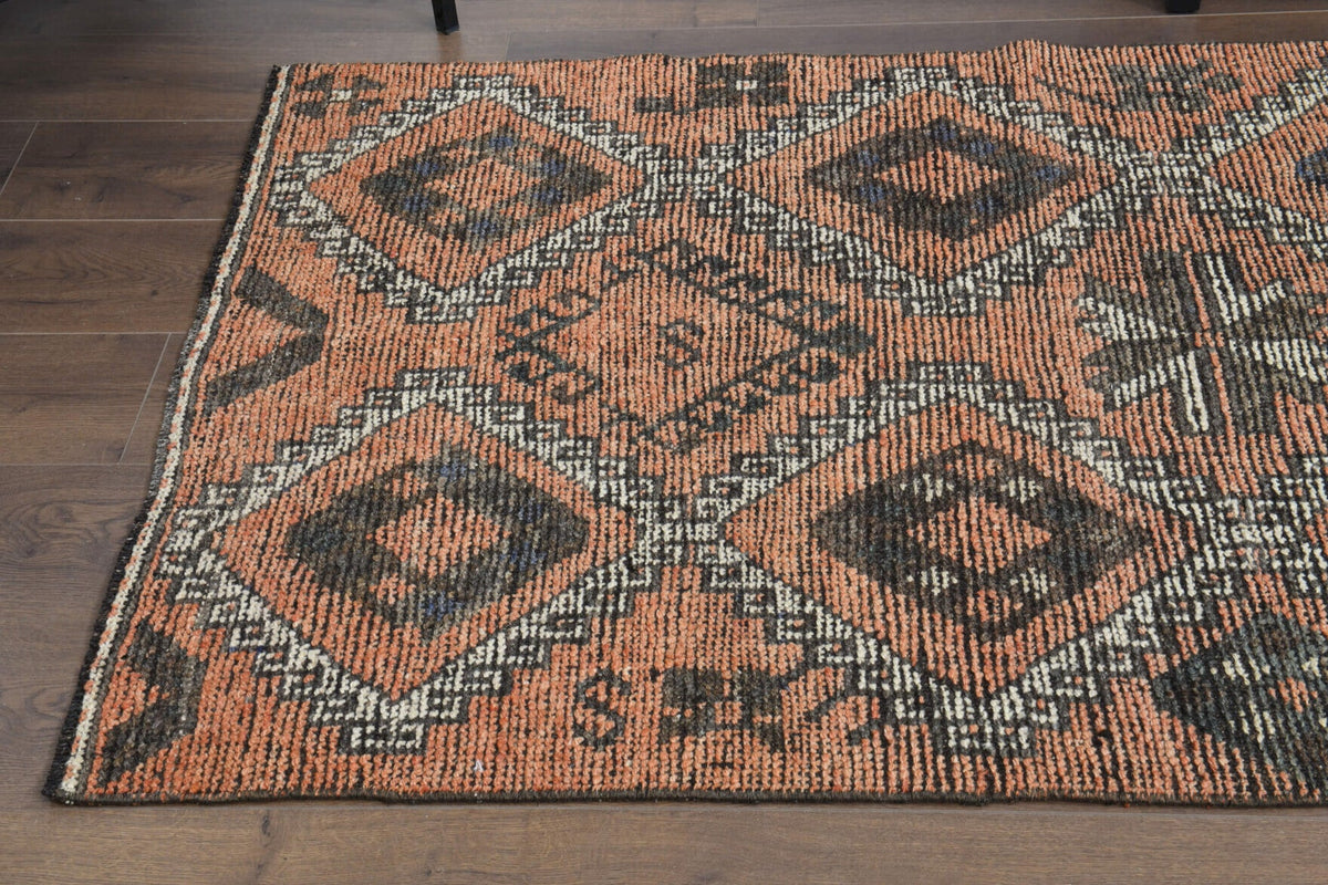 El yapımı vintage yolluk 107x290 cm oryantal desenli yün - üstten görünüm