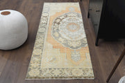El yapımı vintage yolluk 76x213 cm oryantal desenli yün - detay görünümü