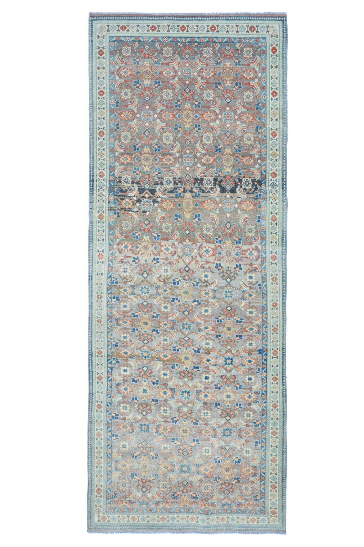 El yapımı vintage yolluk 119x307 cm oryantal desenli yün