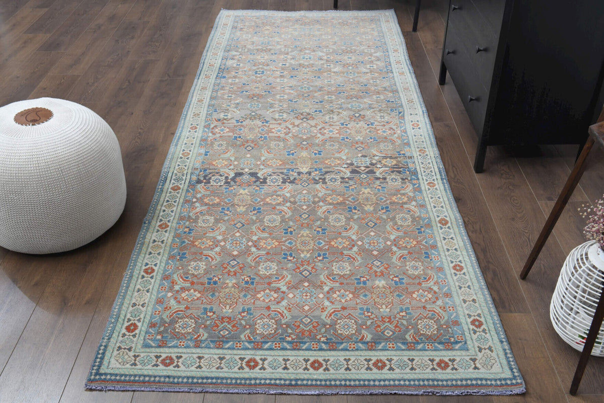 El yapımı vintage yolluk 119x307 cm oryantal desenli yün - detay görünümü