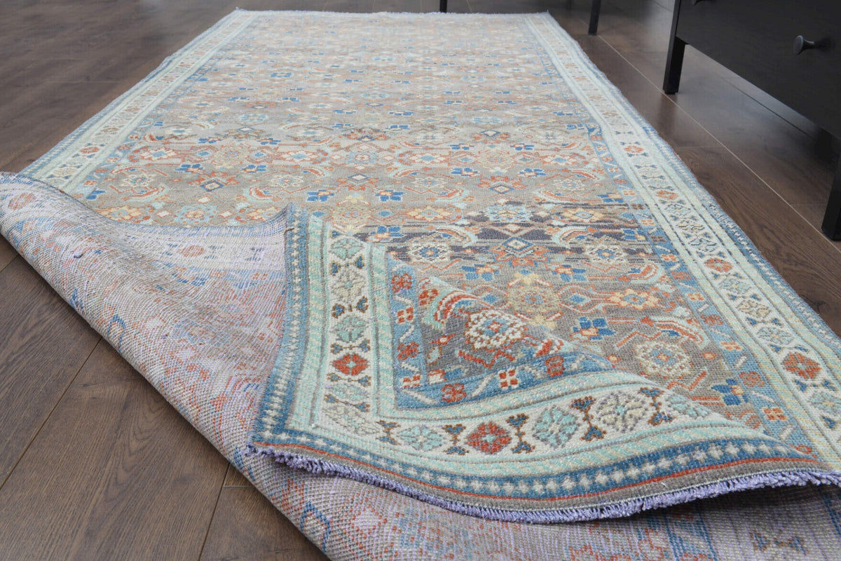 El yapımı vintage yolluk 119x307 cm oryantal desenli yün - kenar ve saçak detayı