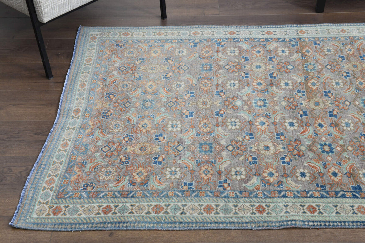 El yapımı vintage yolluk 119x307 cm oryantal desenli yün - üstten görünüm