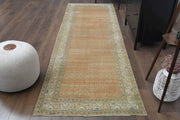 El yapımı vintage yolluk 104x315 cm oryantal desenli yün - detay görünümü