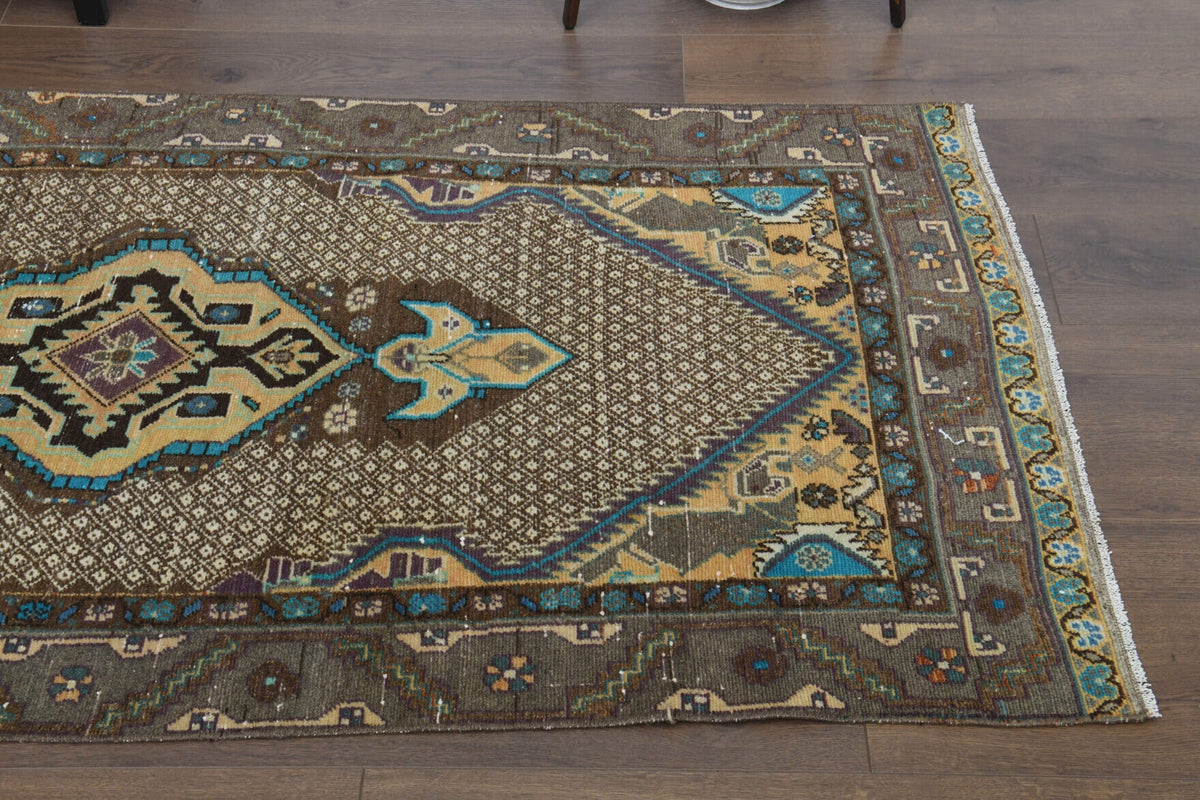 El yapımı vintage yolluk 97x305 cm oryantal desenli yün - desen detayı