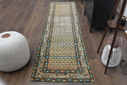 El yapımı vintage yolluk 81x310 cm oryantal desenli yün - detay görünümü