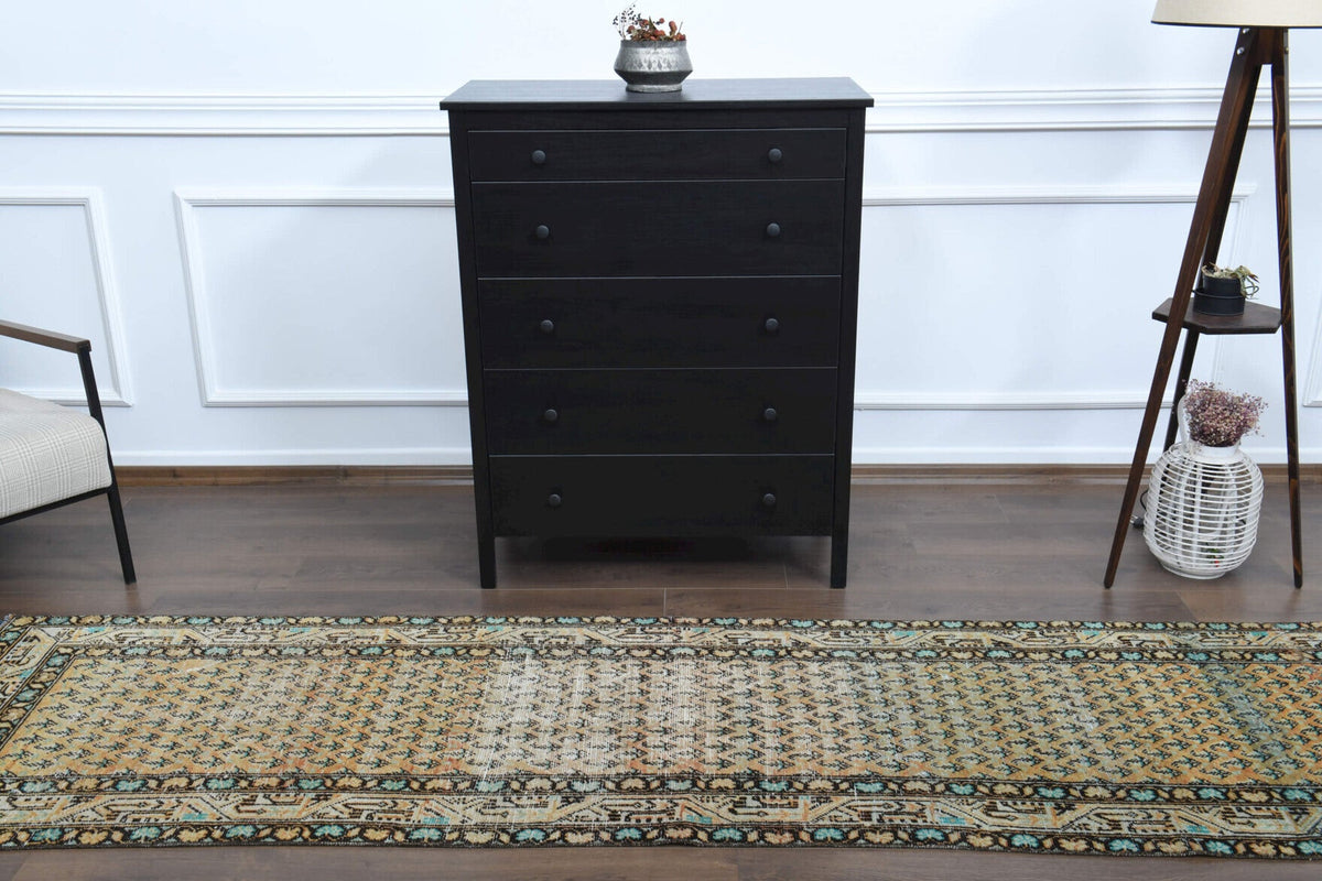 El yapımı vintage yolluk 81x310 cm oryantal desenli yün - mekan görünümü