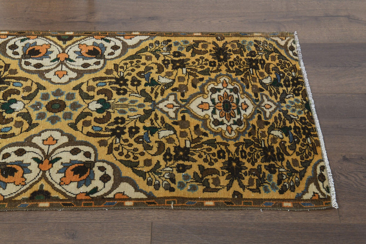 El yapımı vintage yolluk 58x378 cm oryantal desenli yün - desen detayı
