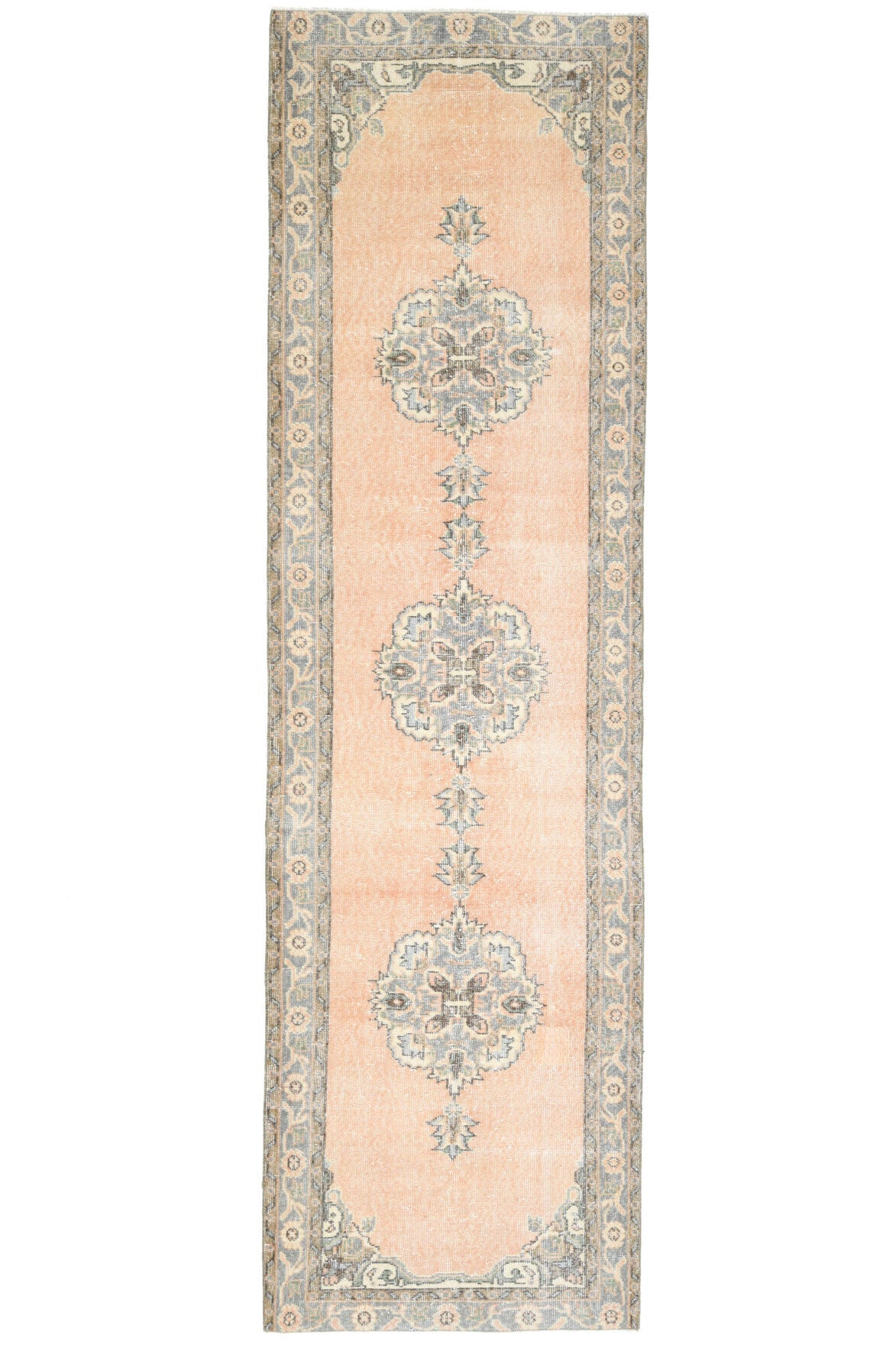 El yapımı vintage yolluk 97x340 cm oryantal desenli yün