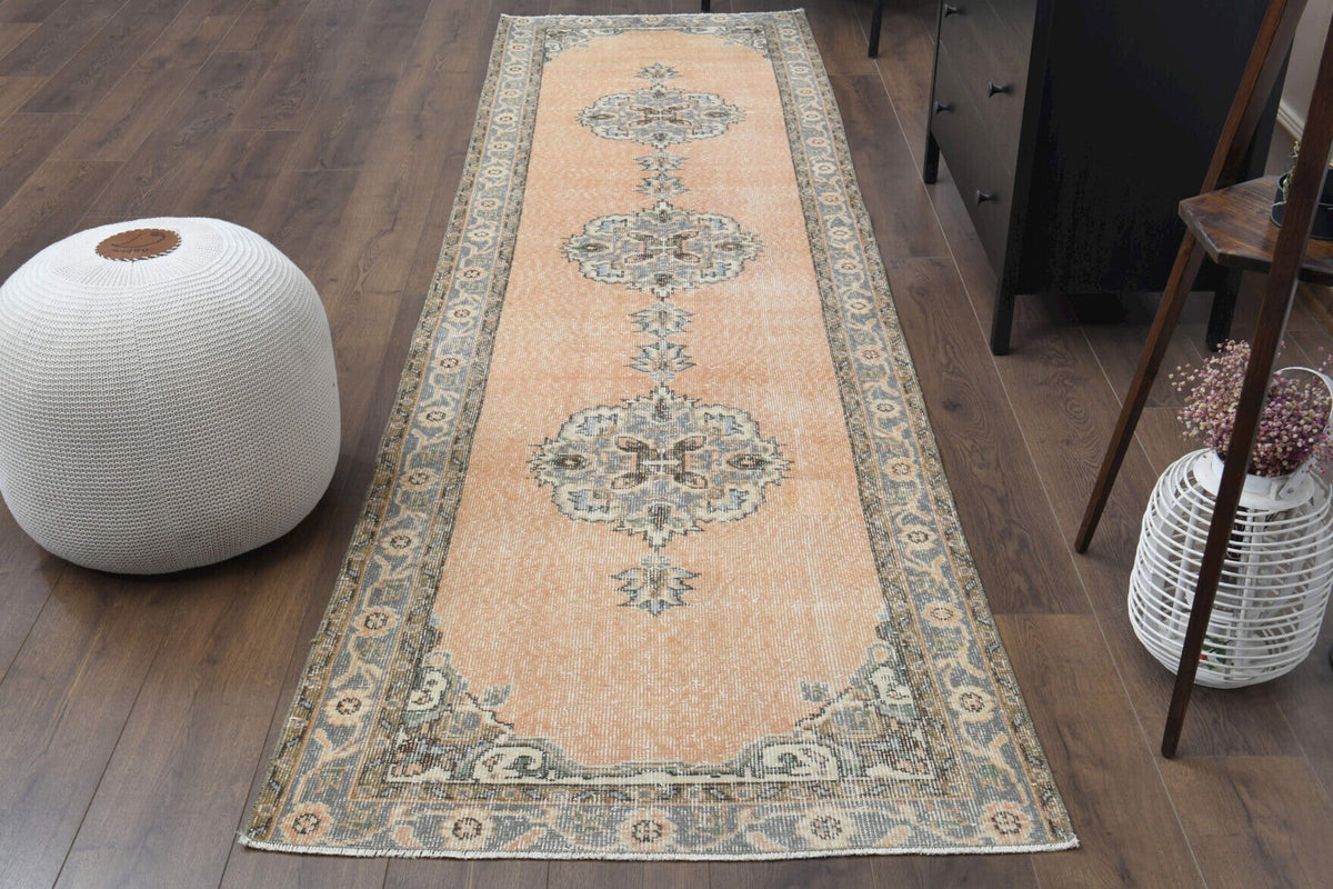 El yapımı vintage yolluk 97x340 cm oryantal desenli yün - detay görünümü