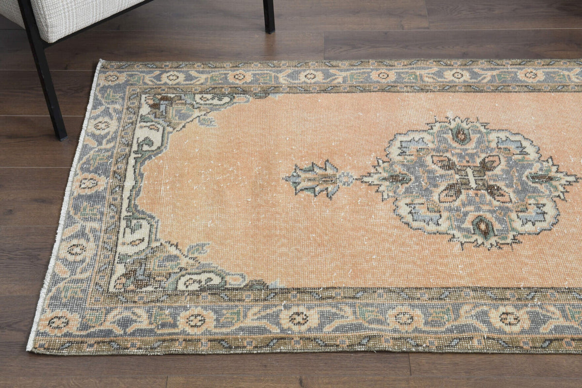El yapımı vintage yolluk 97x340 cm oryantal desenli yün - üstten görünüm