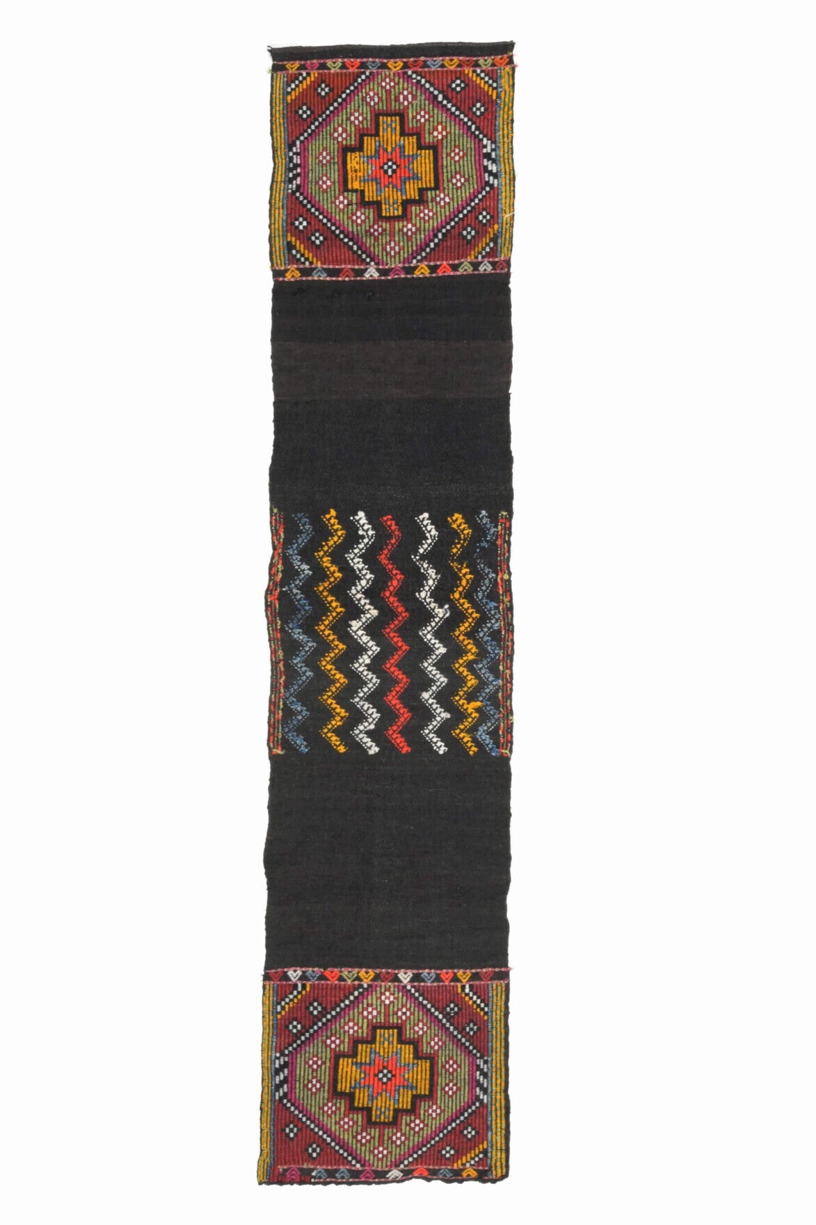 El yapımı vintage yolluk 48x229 cm oryantal desenli yün - detay görünümü