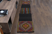 El yapımı vintage yolluk 48x229 cm oryantal desenli yün - detay görünümü