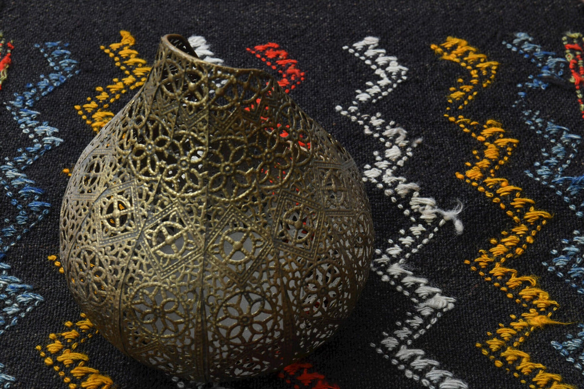 El yapımı vintage yolluk 48x229 cm oryantal desenli yün