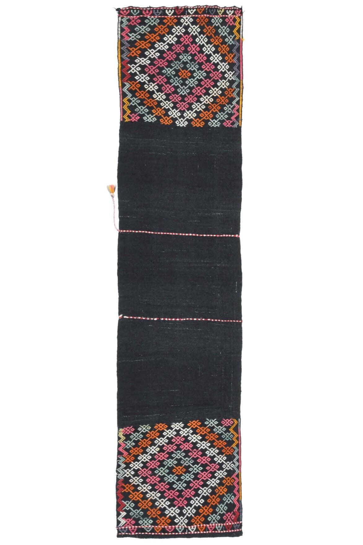 El yapımı vintage yolluk 61x269 cm oryantal desenli yün - detay görünümü