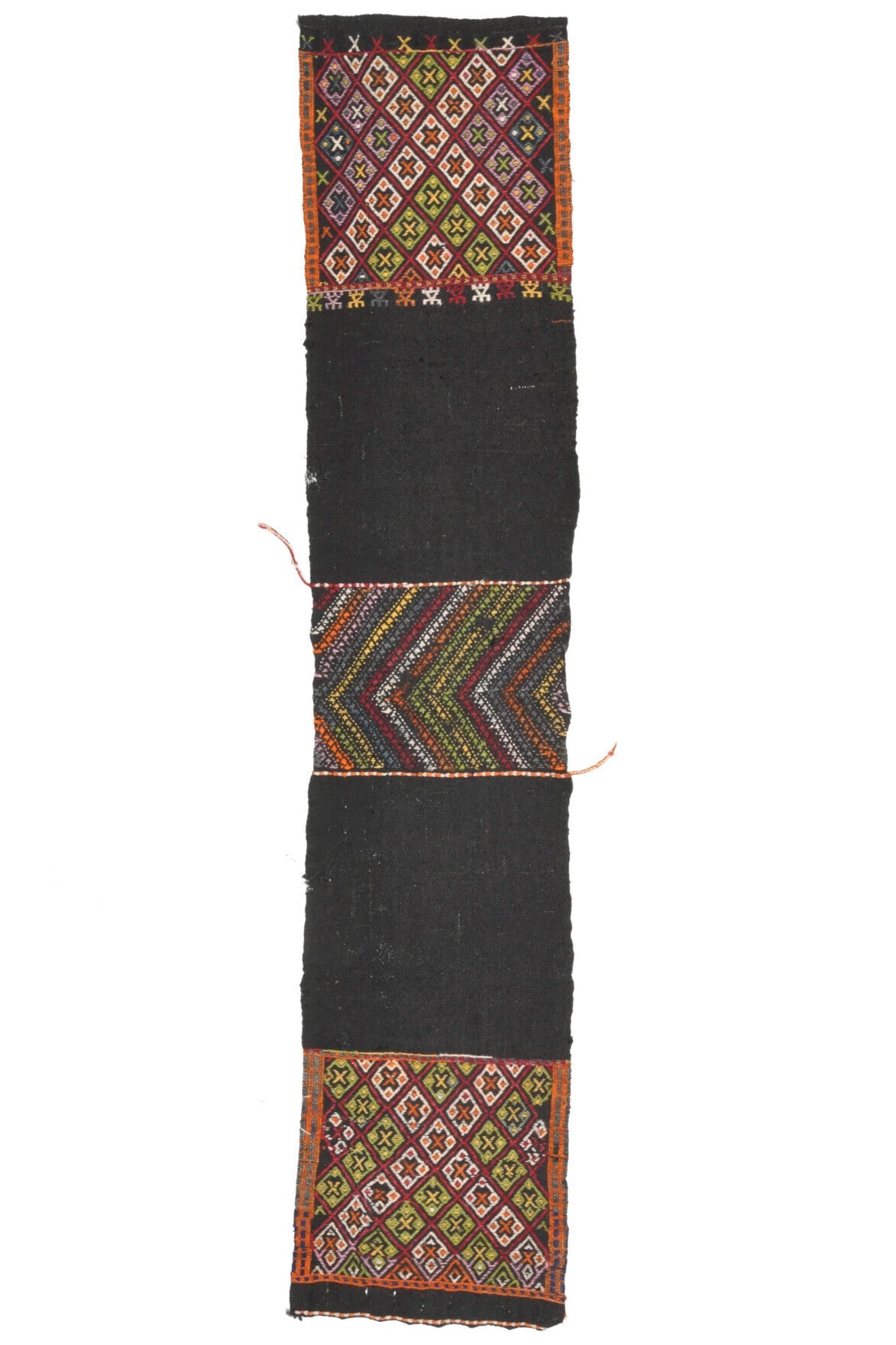 El yapımı vintage yolluk 51x259 cm oryantal desenli yün - detay görünümü